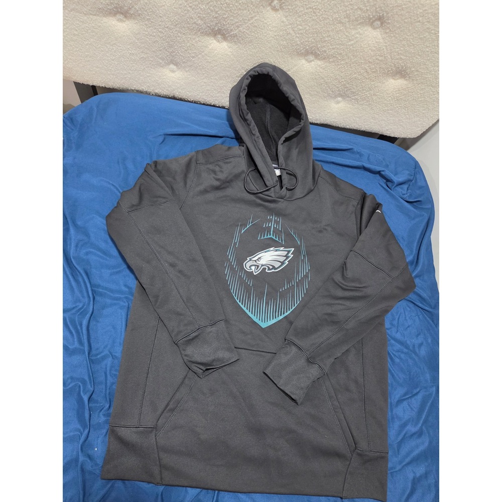 Nike Philadelphia Eagles Hoodie Mens Large Black Therma-FIT Sweatshirt NFL
